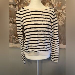 Adult small navy and white striped sweater